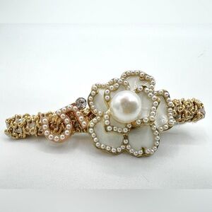 Pearl Flower Alligator Hair Clip Cream New